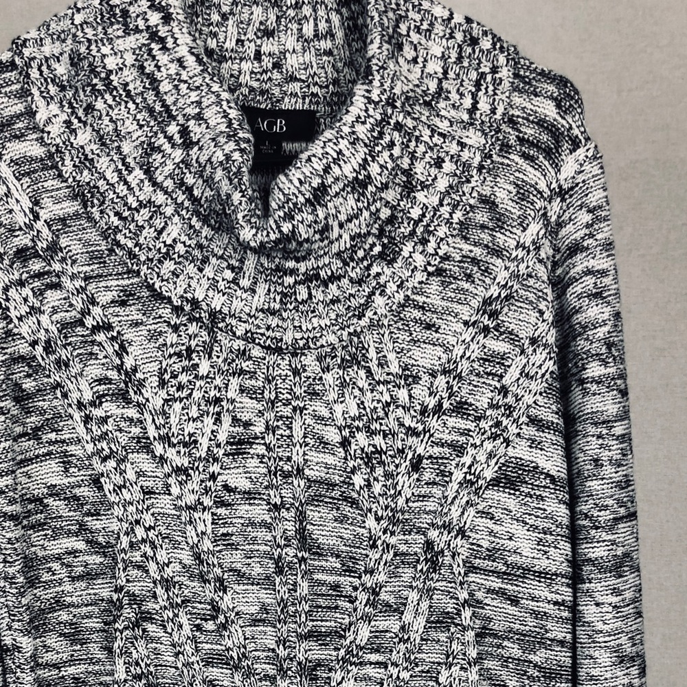 🆕 AGB Black & White Knit Sweater Dress Cowl Neck